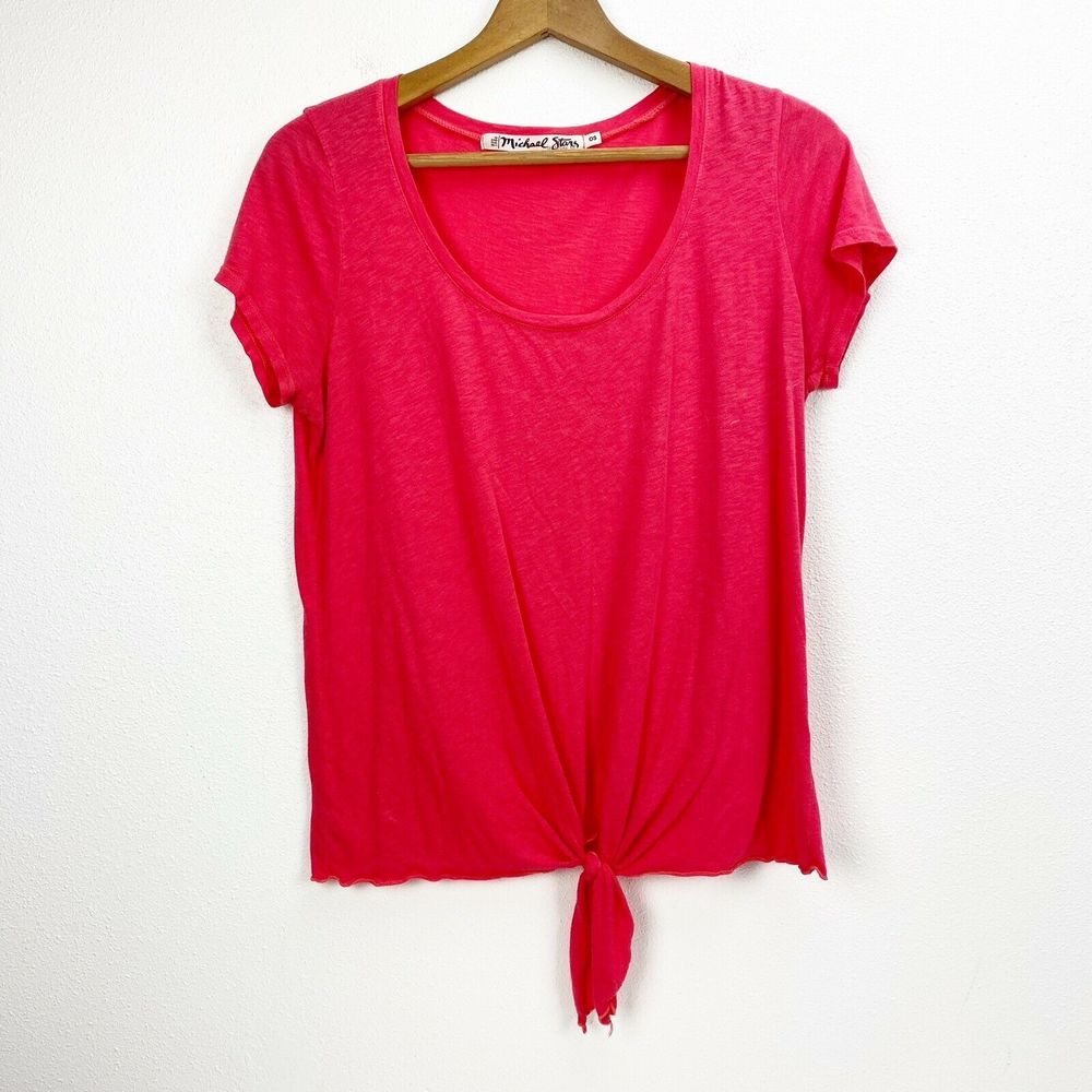 Michael Stars Pink The Original Tee Tie Front Top